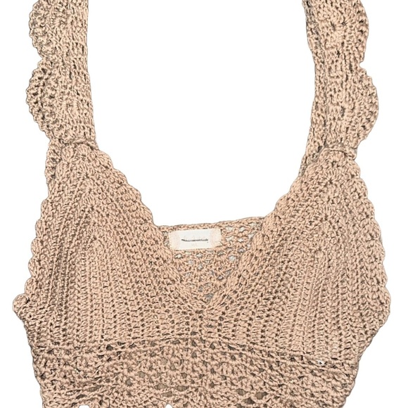 Altar'd State Beige Crochet Crop Top - Picture 1 of 3